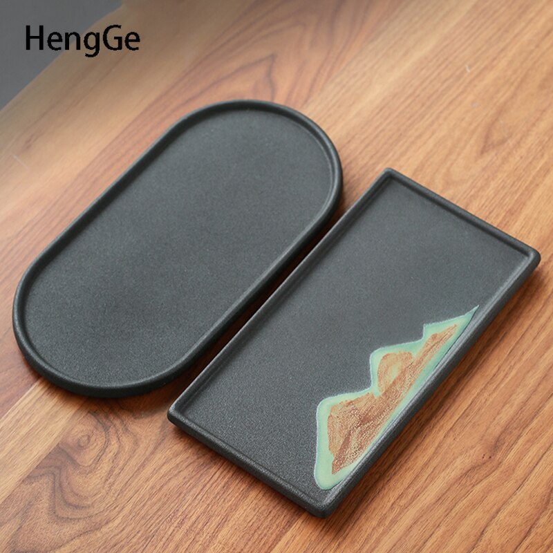 Simple far mountain painted ceramic tea tray teacup teapot tea set storage trays serving tray living room tea table decor