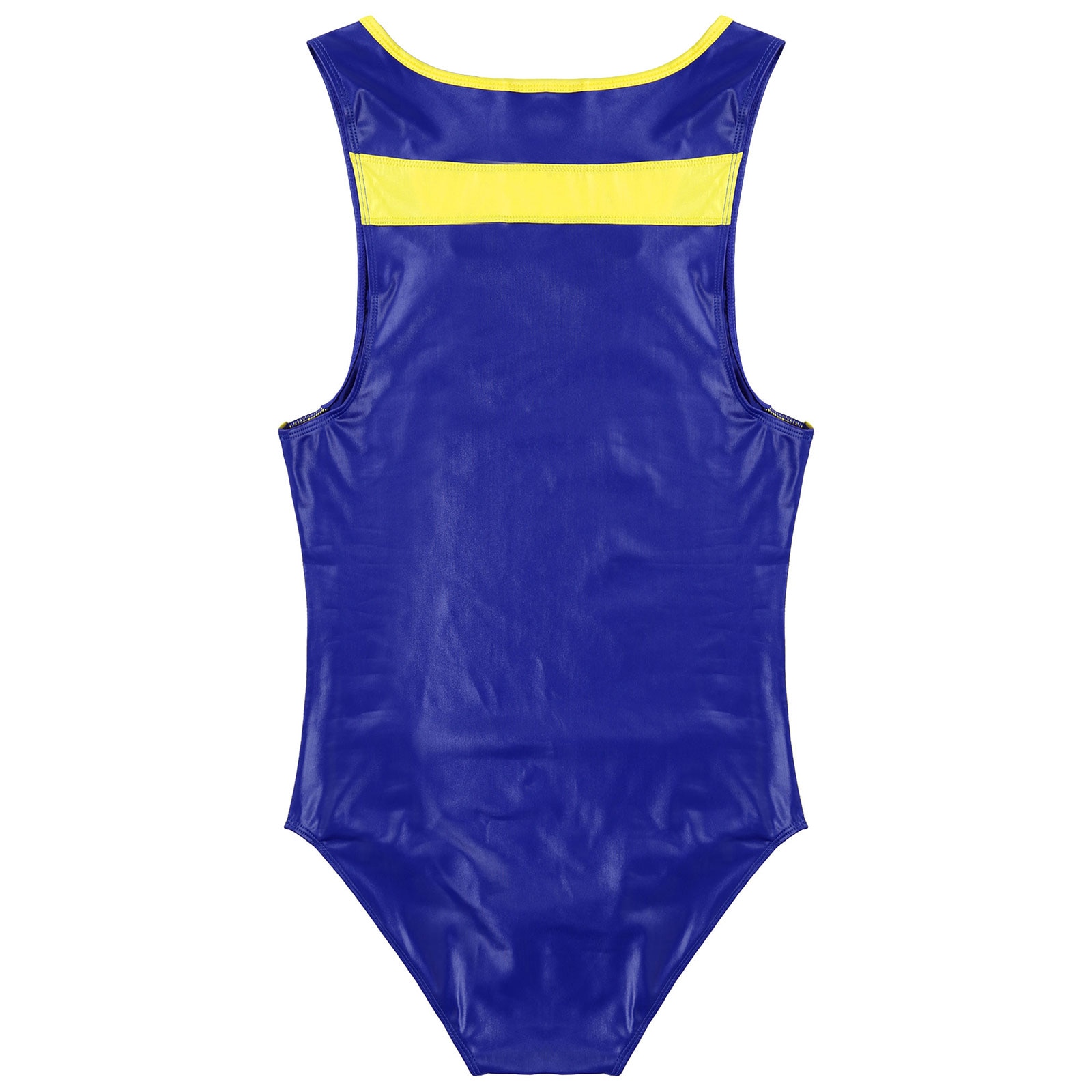 Mens Ballroom Competition Dancewear Sleeveless Bodysuit Stretchy Jockstraps Leather Patchwork Gymnastic Leotard Dance Costumes