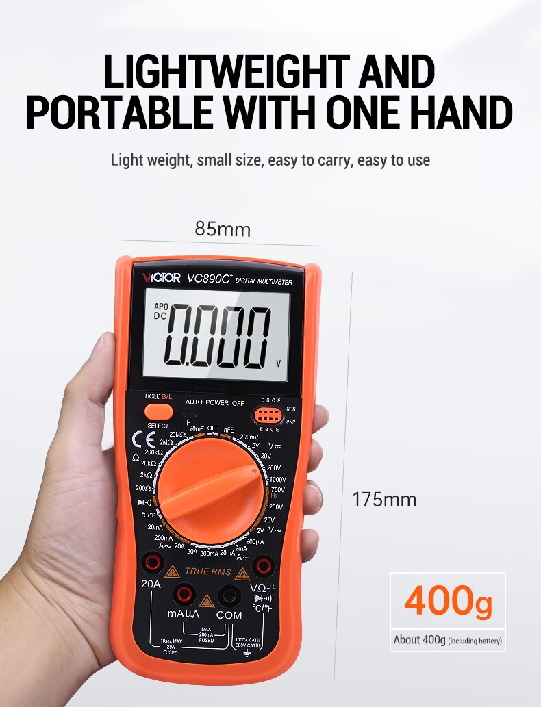Multimètre numérique haute précision VICTOR VC890C multimètre numérique universel automatique Compact et facile à utiliser