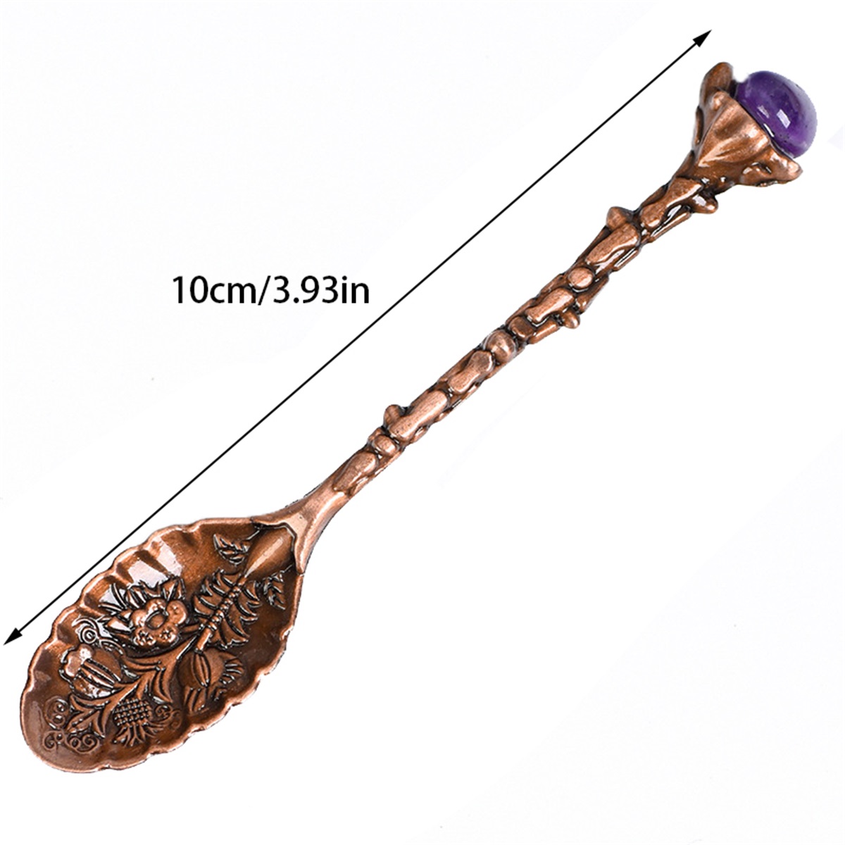 Crystal Head Spoon Dining Bar Vintage Royal Style Spoons Alloy Carved Leaf Mini Coffee Spoon Dessert Tea Home Decor