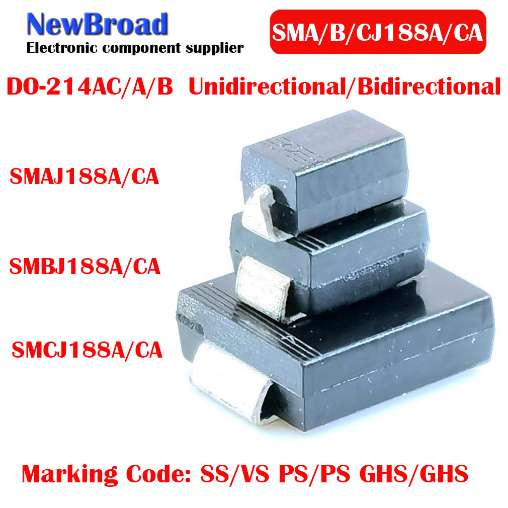 Diodo unidireccional SMD para TV, SMAJ188A SS SMBJ188A PS SMCJ188A GHS, SMAJ188CA VS SMBJ188CA PS SMCJ188C GHS, 10 unidades
