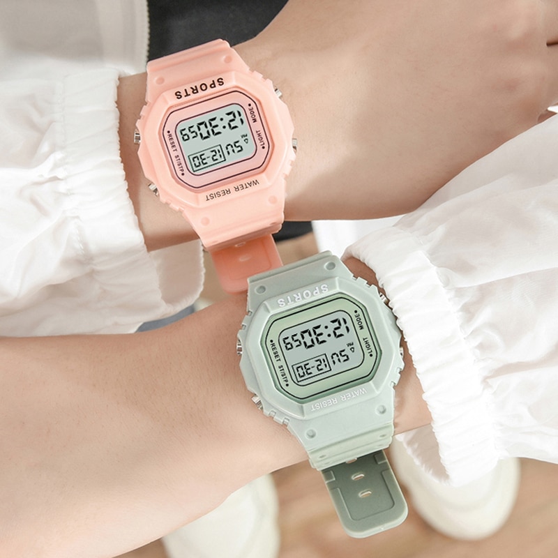 Mode Rechthoek Led Digitale Horloges Vrouwen Sport Horloges Waterdicht Multifunctionele Elektronische Horloges Vrouwen Unisex Horloge