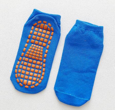 Antislip Vloer Van Trampoline Sokken 'S Pretpark Indoor/Rubber Katoen Peuter Kids Kinderen Jongen Meisje Korte sokken Effen: Blue non - slip