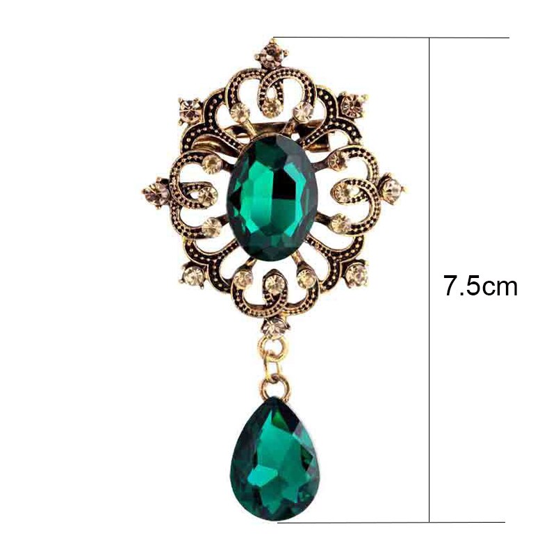 SINLEERY Gothic Style Red Black Blue Oval Big Stone Brooches For Women AAA Cubic Zircon Pins Jewelry Accessories ZD1 SSG: XZ144E