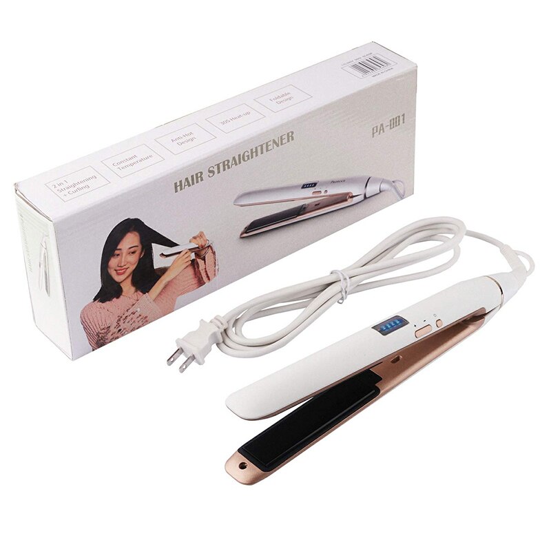 2 In 1 Hair Straightener And Curler Mini Plate Straightening Flat Iron Spiral Wave Hair Curling Fast Heating Ceramic Hair Styler