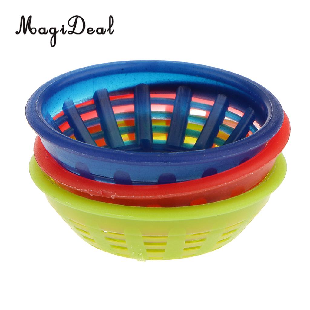 MagiDeal 1 zestaw plastikowy 1/12 Lalka Dom miniaturowe małe okrągłe kosze na warzywa owoce przechowywanie żywności zabawkowe meble 3 styl