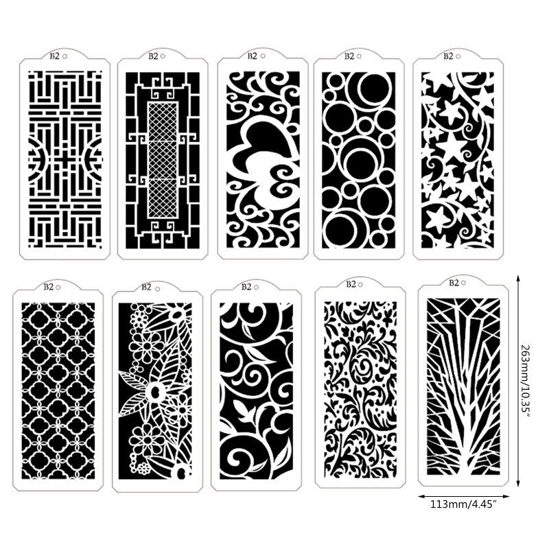 Painting Stencils 10 Sheets/set Abstract Plaid Drawing Templates Supplies for DIY Painting Art Projects School Giving: 2021