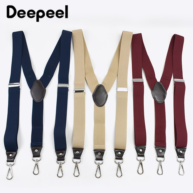 Deepeel 1pc 3.5 x 120cm unisex vuxen hängslen med 3 clips krok y typ wild sanp spännen hängsel kostym byxor justerbar rem