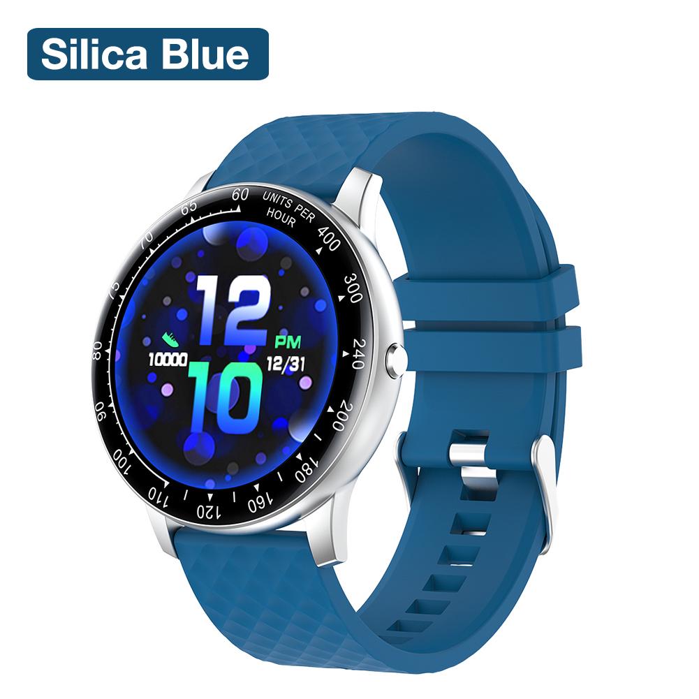 Einfache Stil voll berühren IP68 Wasserdichte Intelligente Uhr Schlank Sport Armbinde HD Bildschirm Gesundheit Überwachung Armbinde Smartwatch: Kieselsäure  Blau