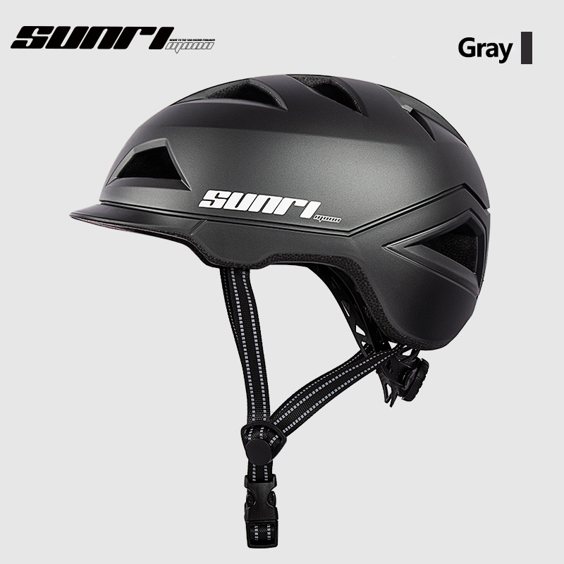 Sunrimoon Stad Commuter Fiets Helm Zomer Bescherming Hoed Racefiets Veiligheid Helm Vrouwen Mannen Lichtgewicht Fietshelm M/L: Gray / L 57-61cm