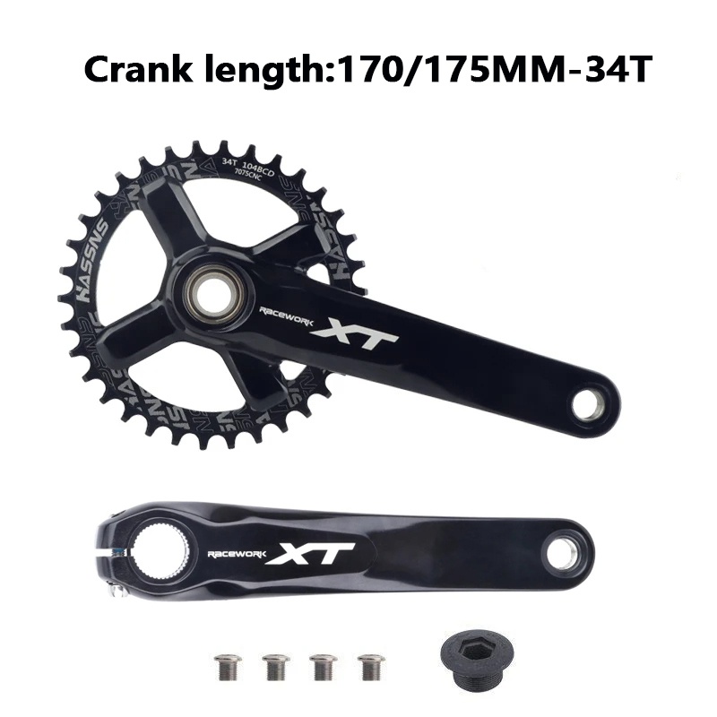Mountain Bike Crankset 1x8/9/10/11/12Speed 170/175mm 32/34/36/38/40/42T Hollow four nails Chainring With Bottom Bracket BB68BB52