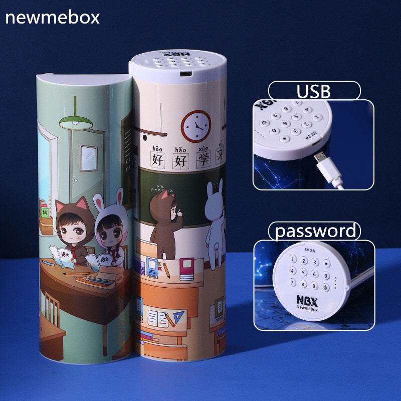 NewmeBox Quicksand translucent pencil case multifunction pencil box Combination lock cute pencil case with calculator pencilcase: 10