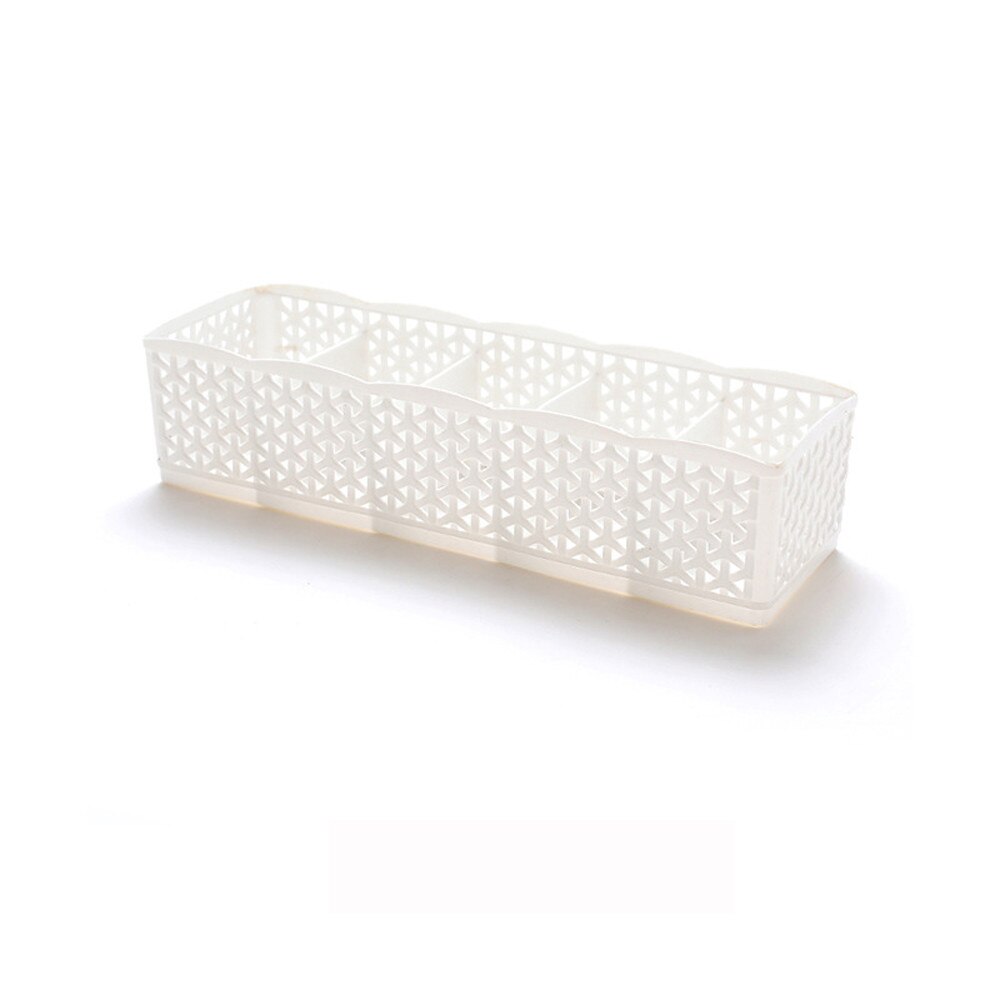 5 Grids Plastic Rotan Organizer Opbergdoos Tie Ondergoed Bra Sokken Drawer Cosmetische Divider Housekeeping Container Organisatoren: White 