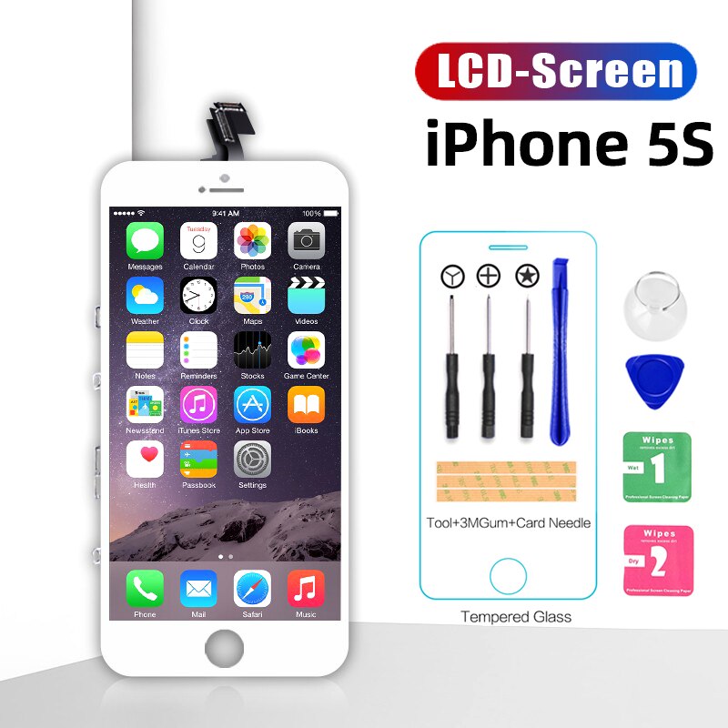OEM original LCD Display Für iPhone 6 6Plus 6S Plus 5S 5C Touchscreen Digitizer Montage ersatz Weiß Schwarz: For iPhone 5S  White