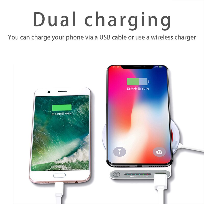 20000 Mah Qi Draadloze Oplader Power Bank Voor Iphone Xiaomi Draagbare 20000 Mah Usb Charger Poverbank Led Display Power Bank