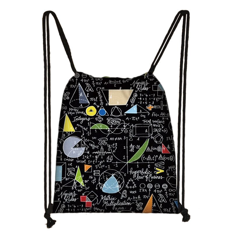 Interest Math Physics Formula Print Bundle Pocket Women Softback Mathematical Formula Girl Boy Storage Bag Fort Travel Bookbags