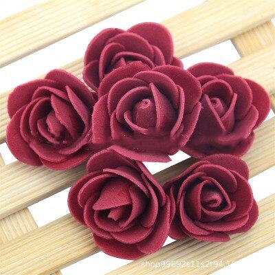 100 stk kunstige blomster bamse av roser 3cm skum bryllup dekorative blomster juledekor for hjemmet: 100 stk rødvin