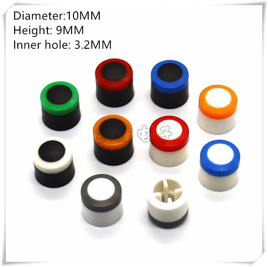 Tapa de llave de plástico de dos colores de 10 × 9MM, 5 piezas, adecuada para tapa de interruptor de autobloqueo de cabeza redonda/tapa de llave de alimentación de Cabeza Cuadrada