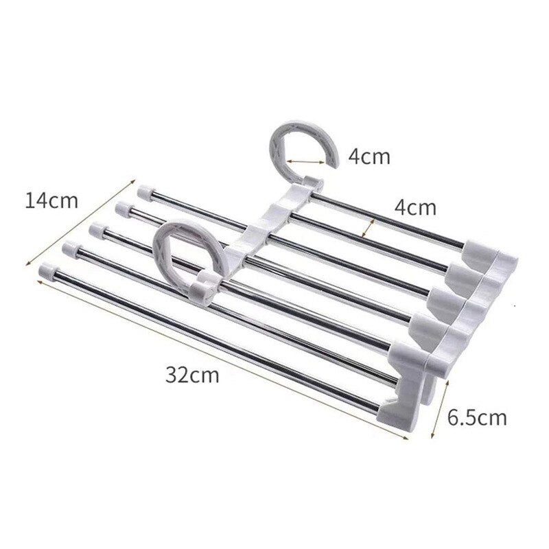 Cintres Pour Pantalons Cintre Pantalon Ceintre Pantalon Cintre Gain De Place Porte Pantalon Porte-pantalon multifonction 5 en 1, cintre magique réglable en acier inoxydable, étagère à serviettes pliante pour vêtements