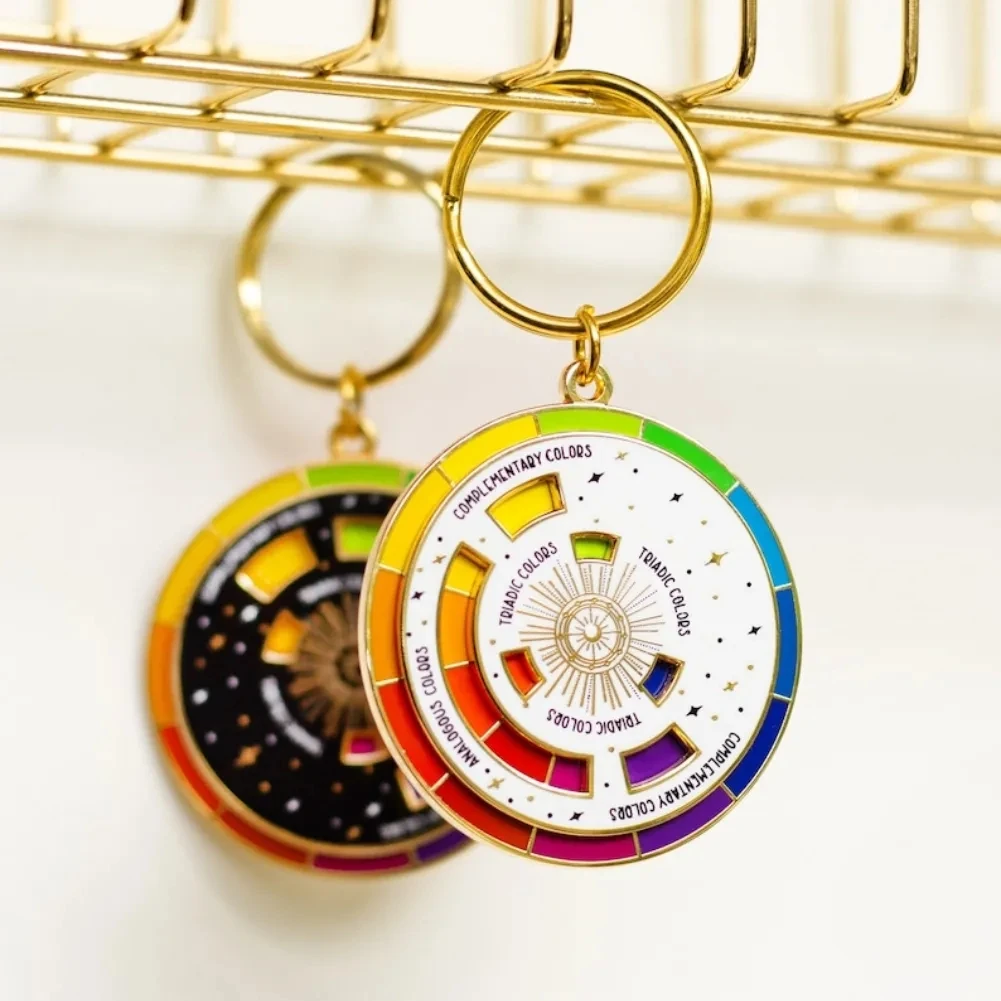 Color Wheel Keyring Interactive Keychain Art Keychains for Painters: Pink