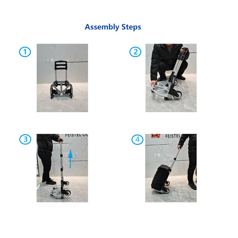Lichter Up Aluminiumlegering Huishouden Traplopen Trolley Kleine Draagbare Opvouwbare Bagage Kar Trailer Trolley Trolley Winkelwagen