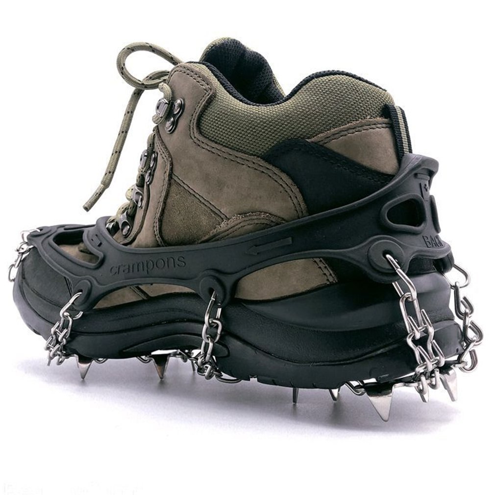 Stainless Steel 19 Teeth Universal Anti Slip Ice Snow Shoe Crampons Boot Grips Traction Cleats Spikes Crampons