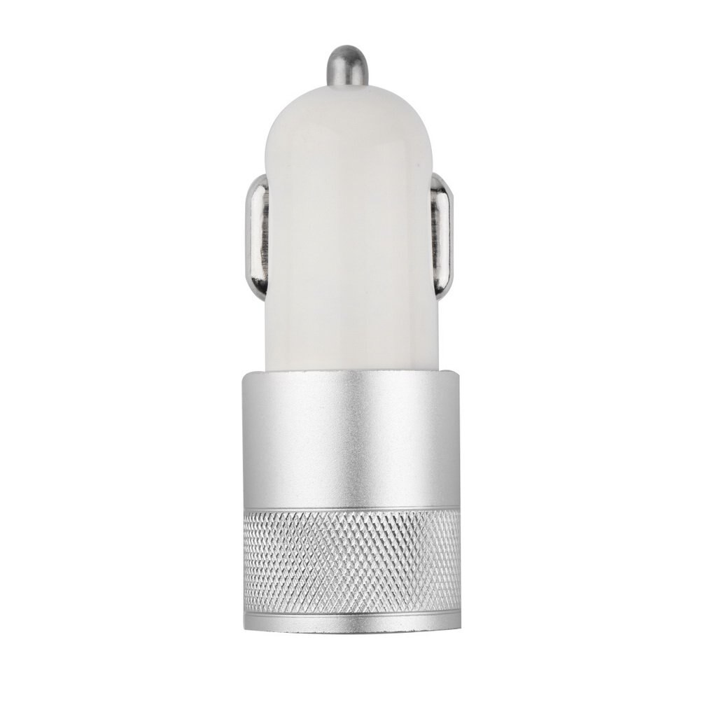 12v 24v 2.1A 1.0A Aluminium dual usb 2-port USB Universal Car Adapter for Normal Usb phone: Silver