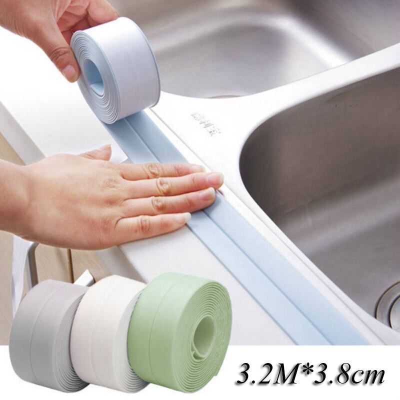3.8cmx3.2m Self-adhesive Kitchen Bathroom Ceramic Stickers Tape Waterproof Anti-moisture Pvc Wall Corner Line Sink Sticker