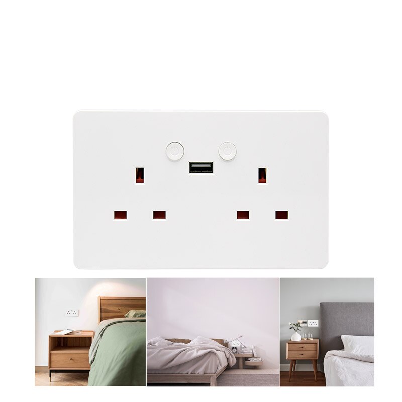 Voice Control Socket Panel Wifi Adapter Dual Usb Uk Plug Switch Wall Socket Charger Electrical Intelligence