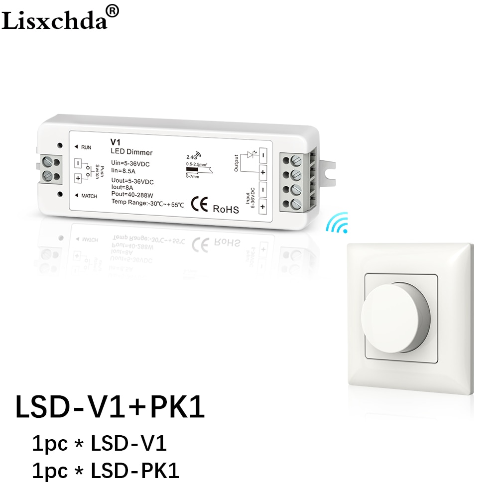 LED Dimmer 12 v 5 v 24 v 8A PWM Draadloze RF LED Dimmer Schakelaar OP OFF met 2.4g rotary Panel Afstandsbediening voor Enkele Kleur LED Strips