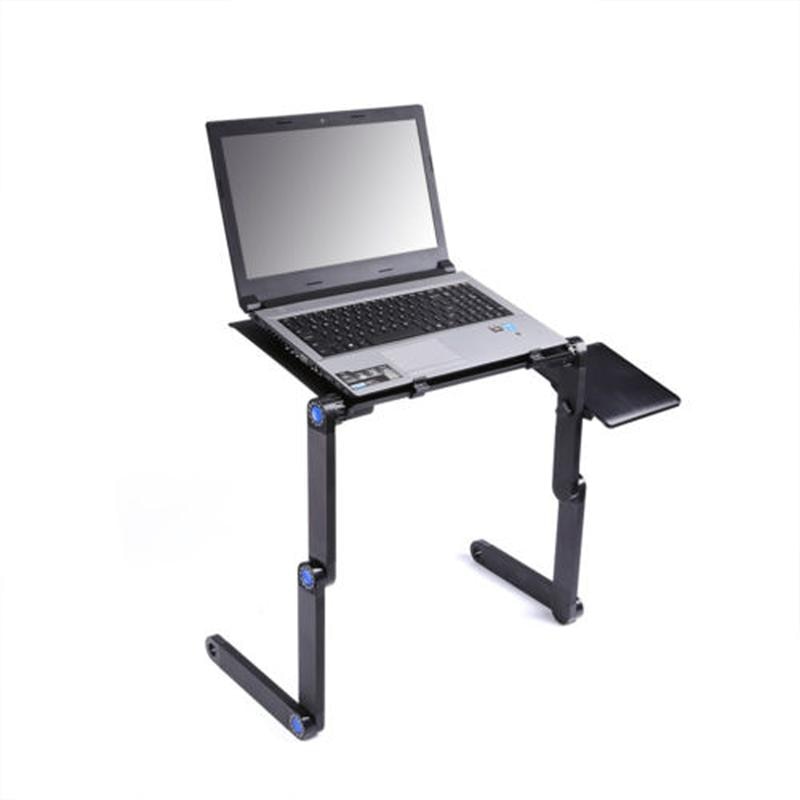 Adjustable Laptop Stand Portable Folding Computer Desk with Side Mount Mouse Pad (Black)