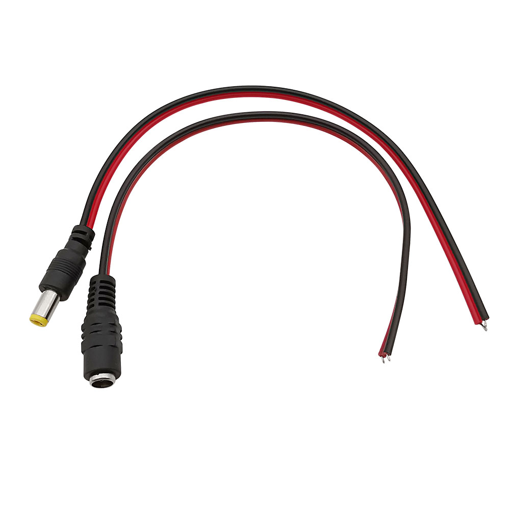 Conector de Cable flexible de alimentación CC de 5,5x2,1mm, 25CM, 12V, 5,5x2,1mm, enchufe macho CC y adaptador de Cable hembra para cámara de seguridad CCTV
