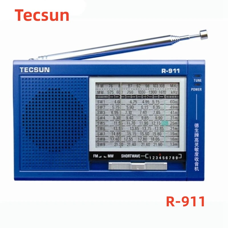 Tecsun R-911 Ricevitore mondiale multicanale FM/MW/SW Radio multi-banda Ricevitore Radio digitale stereo ad alta sensibilità