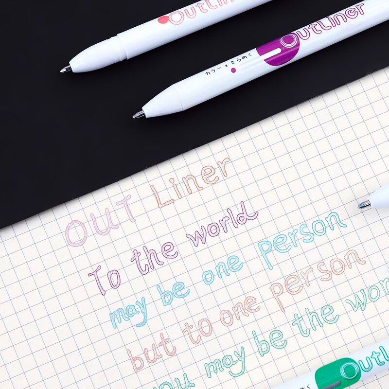 6/12 Kleur Outliner Pennen Set 1.0Mm Balpen Marker Liner Pen Voor Tekening Verf Hoogtepunt Journal Dagboek School Art A6906