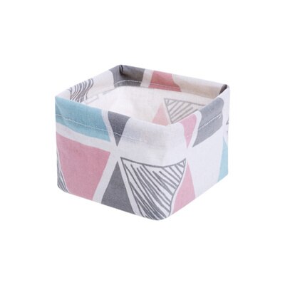 Cute Geometric Patterns Printing Canvas Office Desktop Storage Organizer Stationery Holder Storage Box Desktop Cosmetic Box: A