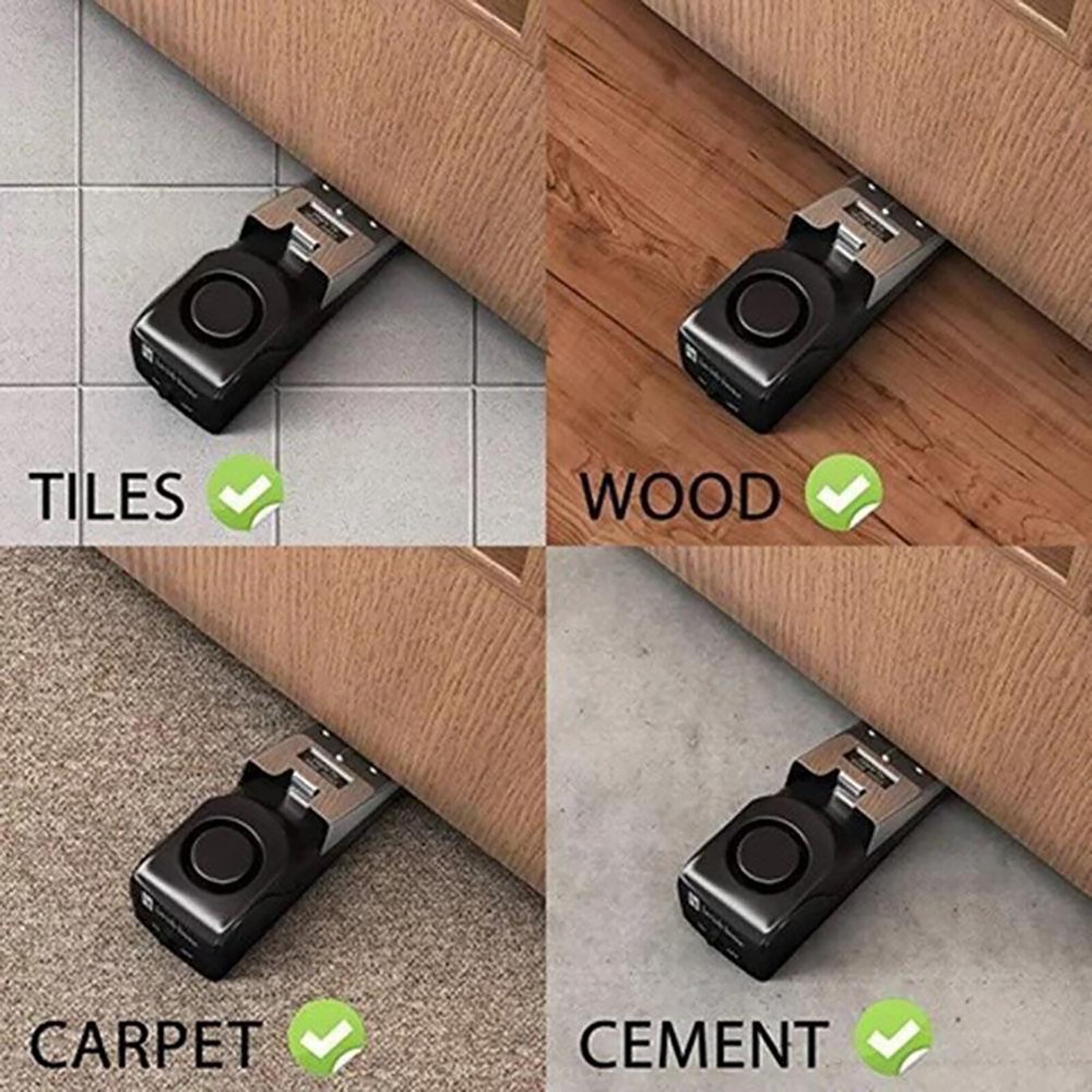 120dB Mini Wireless Vibration Alarm Door Stop Alarm for Home Wedge Shaped Stopper Alert Security Blocking System