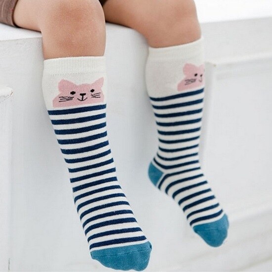 Tyk baby børn kat sokker knæ høj sport vinter blød varm sokker til børn drenge piger termisk gulv baby sokker bomuld