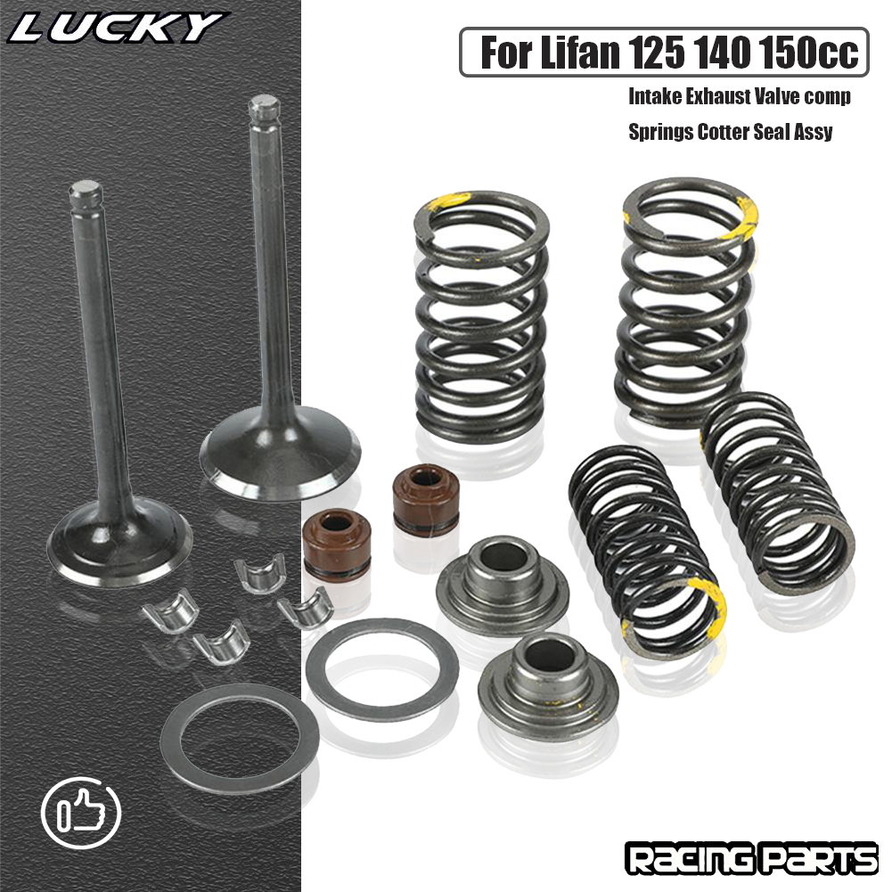 Motorcycle Intake Exhaust Valve Comp Springs Cotter Seal Assy For Lifan LF125 140 150cc Horizontal Engine Dirt Pit Bike ATV Quad: Dark Grey