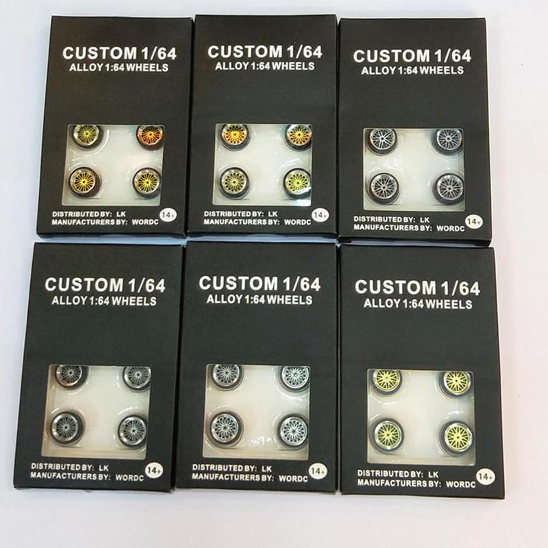 1/64 Schaal Legering Wielen Model Universele Modificatie Band Diecasts Alloy Wheel Tire Rubber Banden Speelgoed Accessoires Wielen