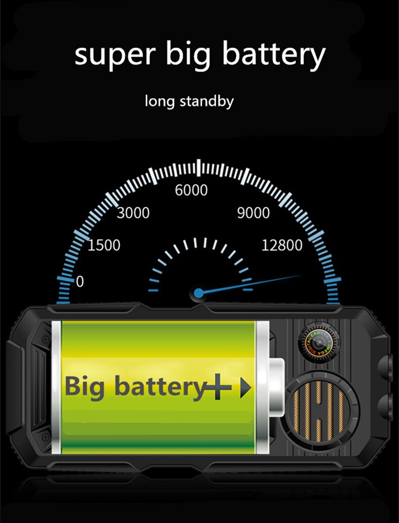 Outdoor schokbestendig Stofdicht Mobiele Telefoon TKEXUN Q8A Power Bank Celulares 3.0 Inch zaklamp Wifi Fast Dial 3G Mobiel