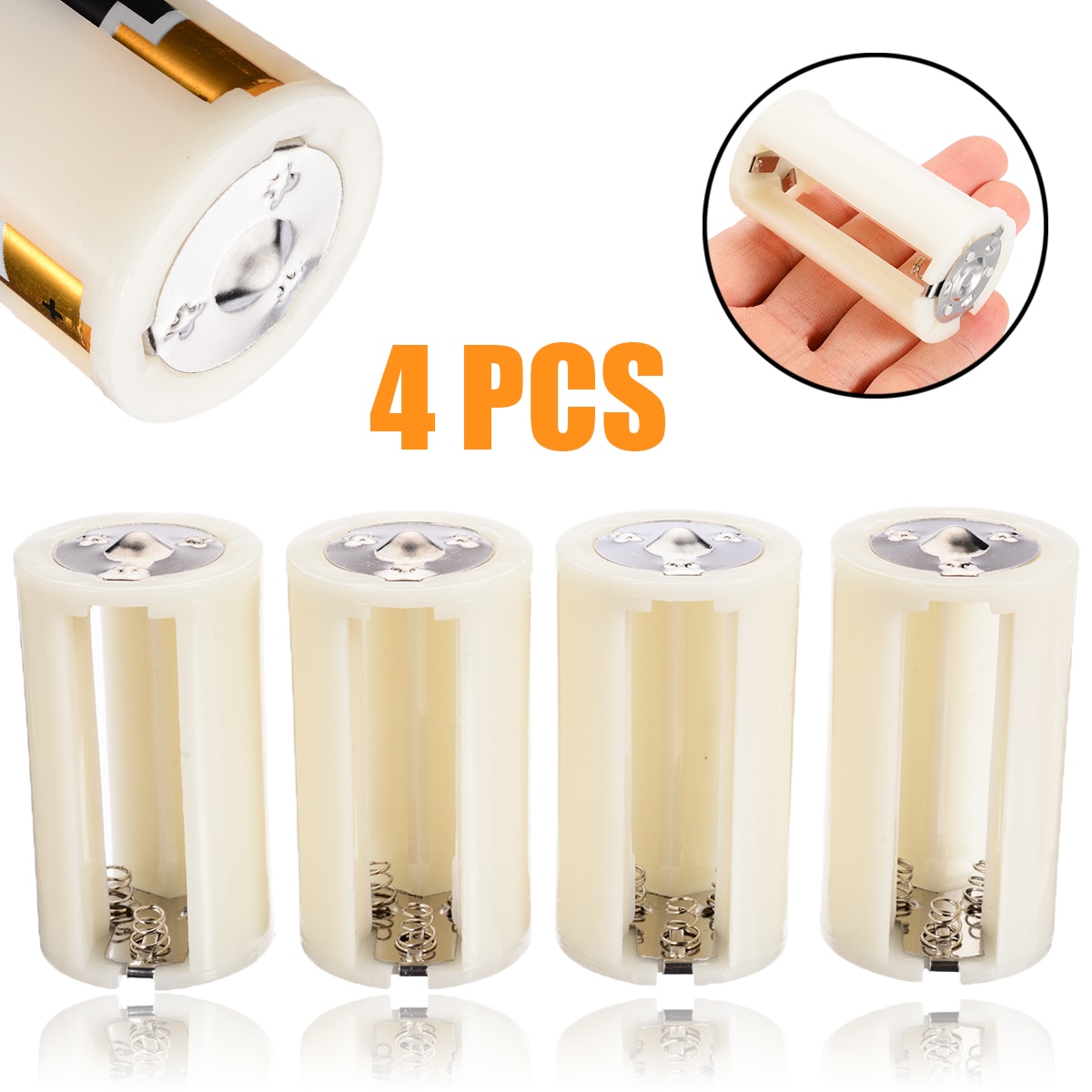 4pcs AA To D Battery Box 3x AA To D Size Battery Adapter Converter Holder Switcher Case Box For Battery Storage