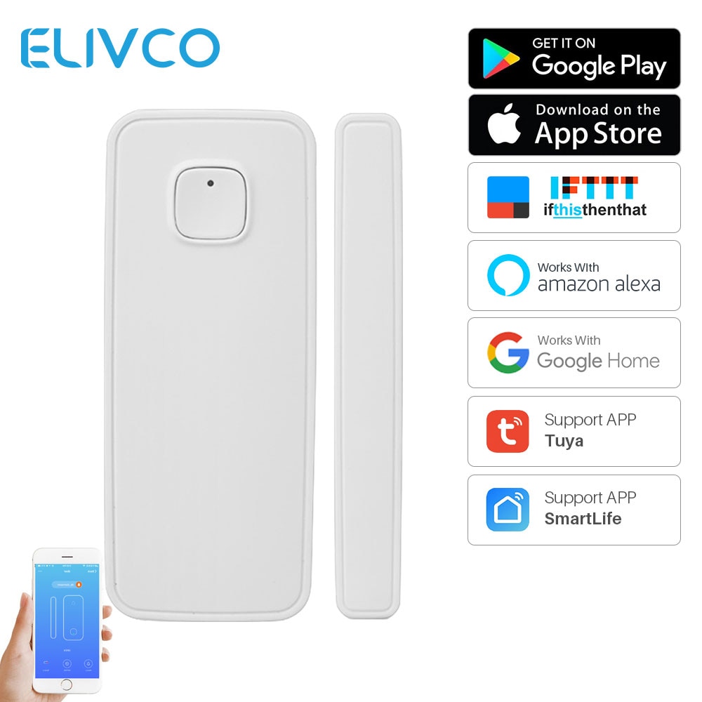 Sensor de Porta Janela De Alarme Inteligente Home Security Wi-fi inteligente PK Xiaomi Porta Sensor de Trabalho Com Alexa Google App Controle Tuya casa IFTTT