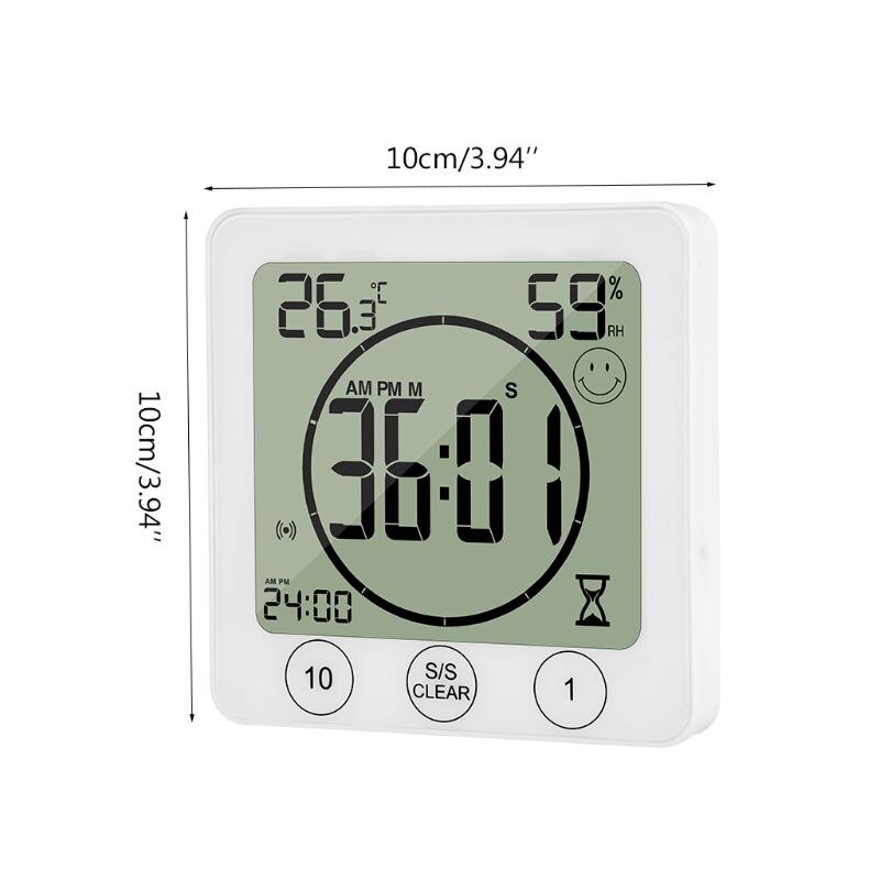 Lcd Badkamer Wandklok Temperatuur Vochtigheid Countdown Waterdichte Douche Timer