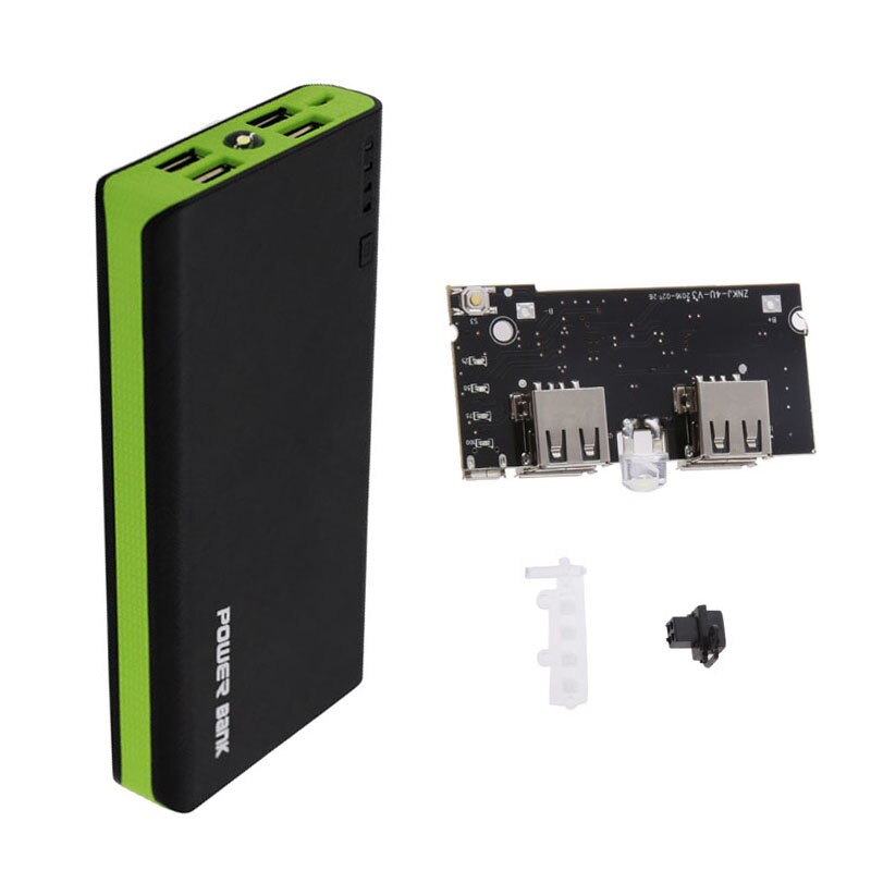 Power Bank Case Kit 18650 Battery Charger Flashlight for Cell Phone-Green