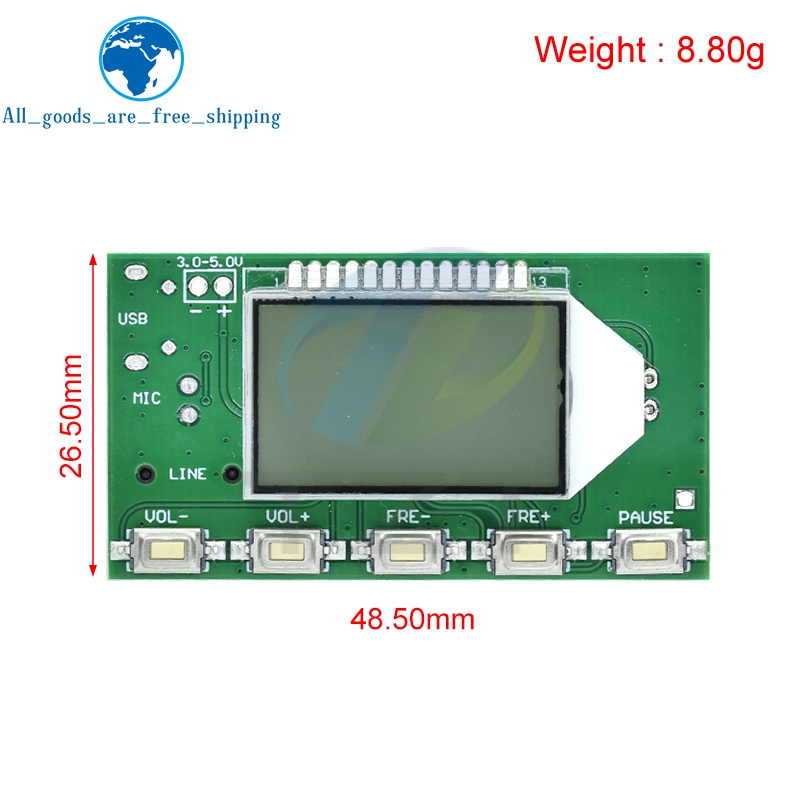 FM-zendermodule FM-stereo Digitale zender Draadloze microfoon Microfoonkaart 3V-5V FM-module 87,0 MHz-108,0 MHz
