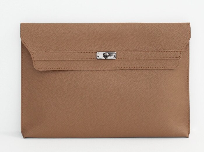 Pu leather notebook nettbrettveske laptop koffert manager bag kontordokumenter bag for ipad nettbrett med lomme inni: Brun