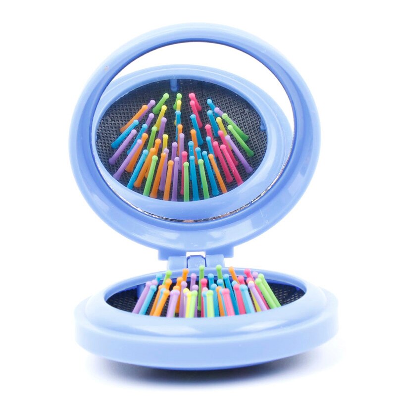 Magic Comb Mini Folding Comb Airbag Massage Hairbrush Round Travel Hair Brush With Mirror Makeup Comb Salon Hair Styling Tools: 06 blue
