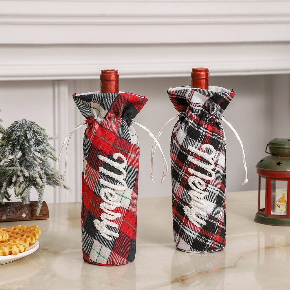 Kerst Wijnfles Hoezen Set Xmas Nieuwjaar Eettafel Decor Feest Feestelijke Sfeer Decoratie Voor Thuis Ornamenten 2024