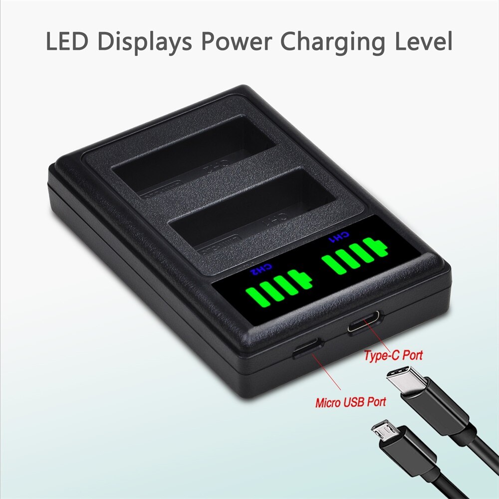 DMW-BLG10 BLG10E BLG10PP Batterie &amp; Chargeur LED pour Panasonic LUMIX GF5 GF6 GX7 GX9 GX80 GX85 ZS200 LX100 Caméras