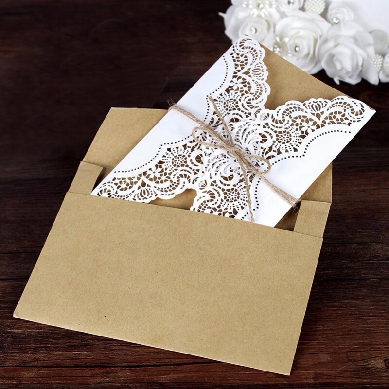 50Pcs Wedding Invitation Cards Kits with Envelopes Birthday Greeting Card Thank You Card Wedding Decoration Party Supplies
